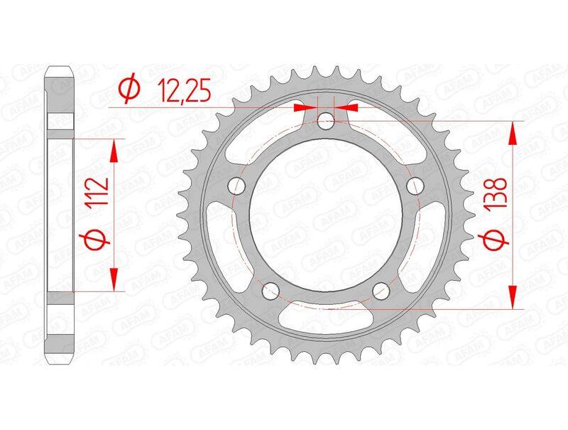 Pinion spate din oțel AFAM 10508 - 530 - 43 dinți (pentru motociclete)