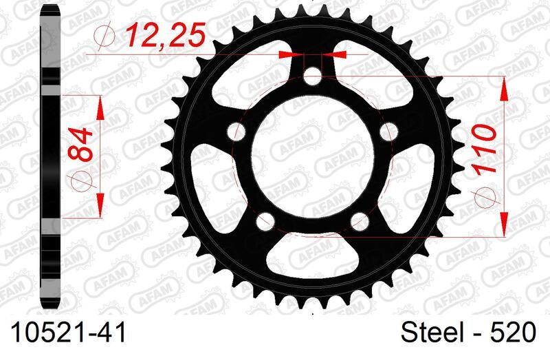 Pinion spate standard din oțel AFAM 10521 - 520 - 41 dinți (pentru motociclete)