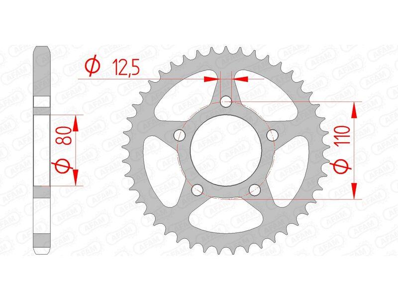 Pinion spate din oțel AFAM 10608 - 525 - 45 (pentru motociclete)
