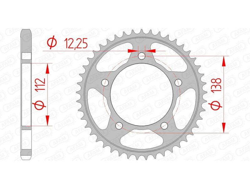Pinion spate din oțel standard AFAM 10613 - 525 - 47 dinți (moto)
