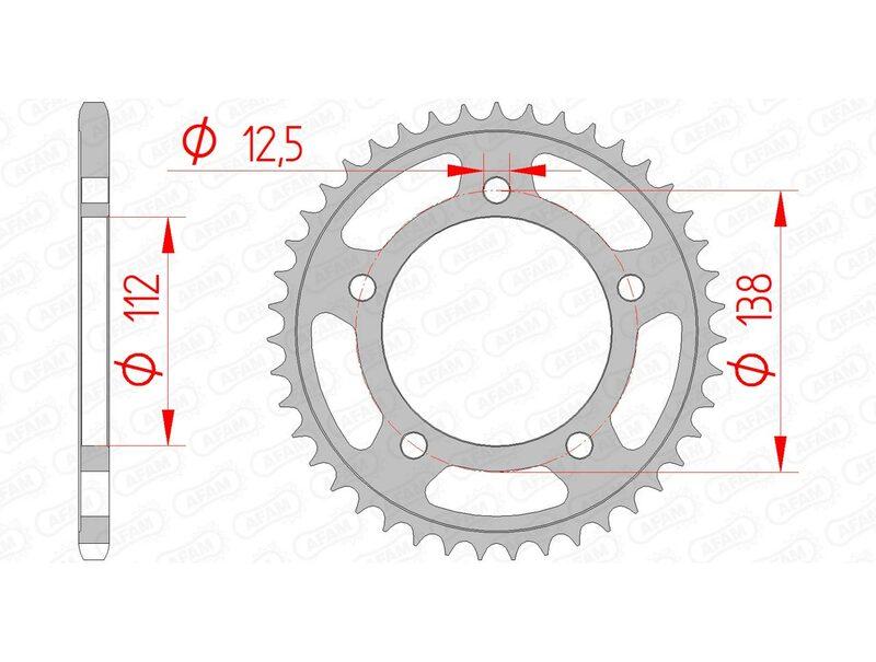 Pinion spate din oțel AFAM 10627 - 520 - 43T pentru motociclete