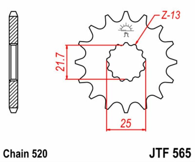 Pinion față din oțel JT Sprockets 565 - 520 - BIHR 1074287001 pentru motociclete