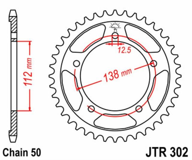 Pinion spate standard din oțel JT Sprockets 302 - 530 - BIHR 1075510004 (pentru motocicletă)