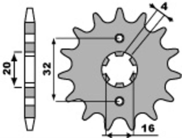 Pinion față standard din oțel PBR 2182 - 428 - BIHR 1077601001 pentru motociclete.