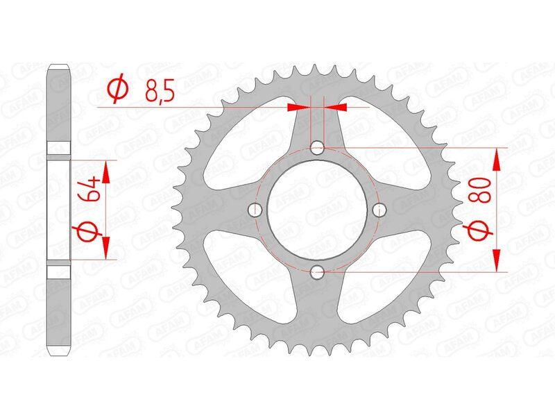 Pinion spate standard din oțel AFAM 12200 - 428 - 45 dinți pentru motociclete