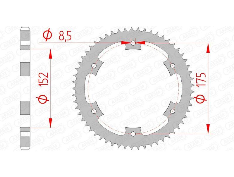 Pinion spate din oțel AFAM 12207 - 428 - 53 dinți (moto)