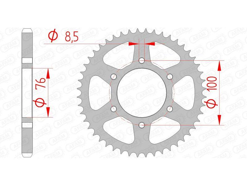 Pinion spate din oțel AFAM 12227 - 428 - 12227-48 pentru motociclete