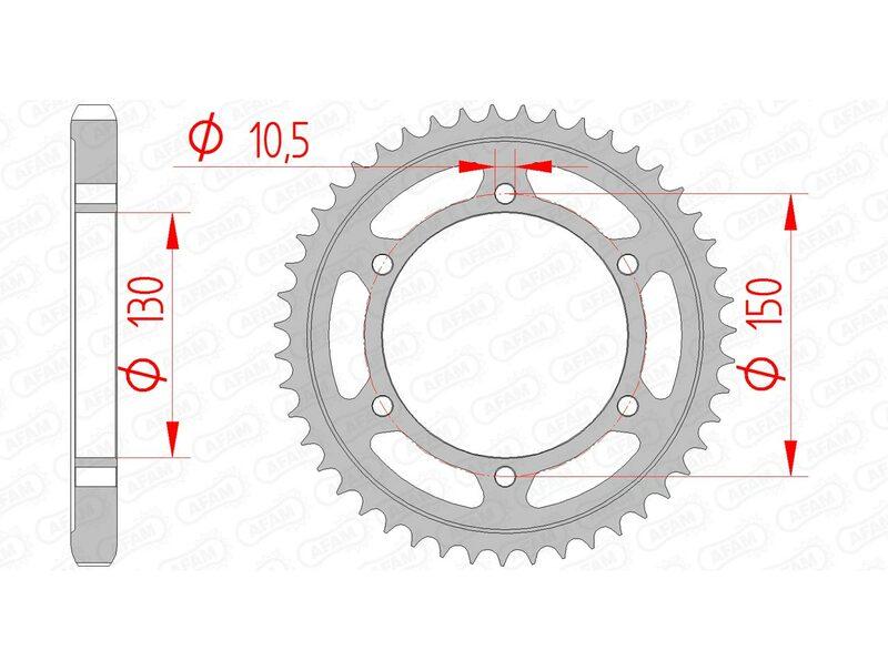 Pinion spate standard din oțel AFAM 12801 - 530 - 38 dinți (moto)