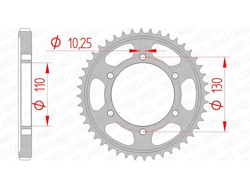 Pinion spate din oțel AFAM 12813 - 530 - 45 dinți (pentru motocicletă)