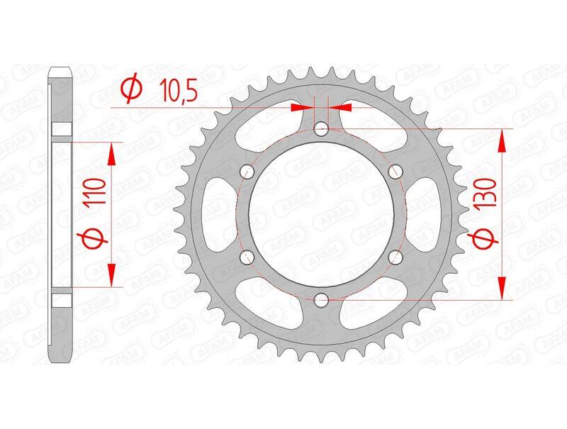 Pinion din oțel AFAM pentru spate, model standard 12815 - 525 - 12815-43 (motocicletă)