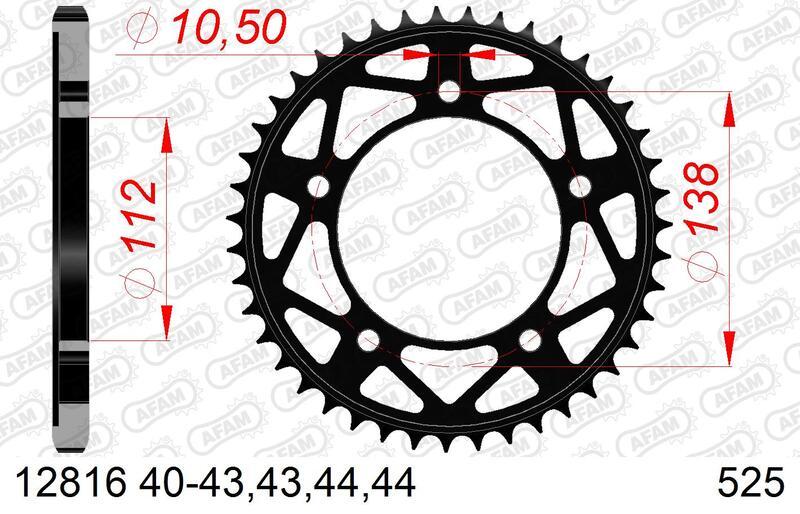 Pinion spate din oțel AFAM 12816 - 525 - 45 dinți (pentru motociclete)