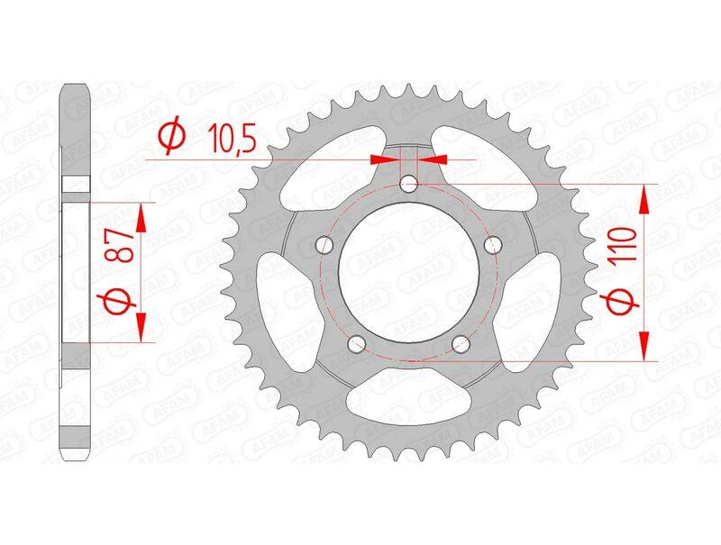 Pinion spate din oțel AFAM 14404 - 525 - 45 dinți (pentru motocicletă)