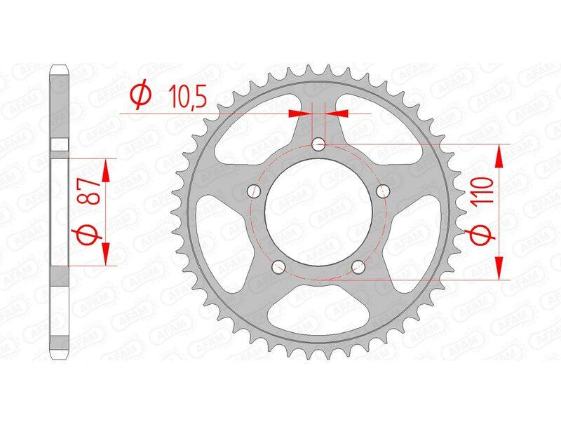 Pinion spate standard AFAM din oțel 14405 - 520 - 39 (moto)