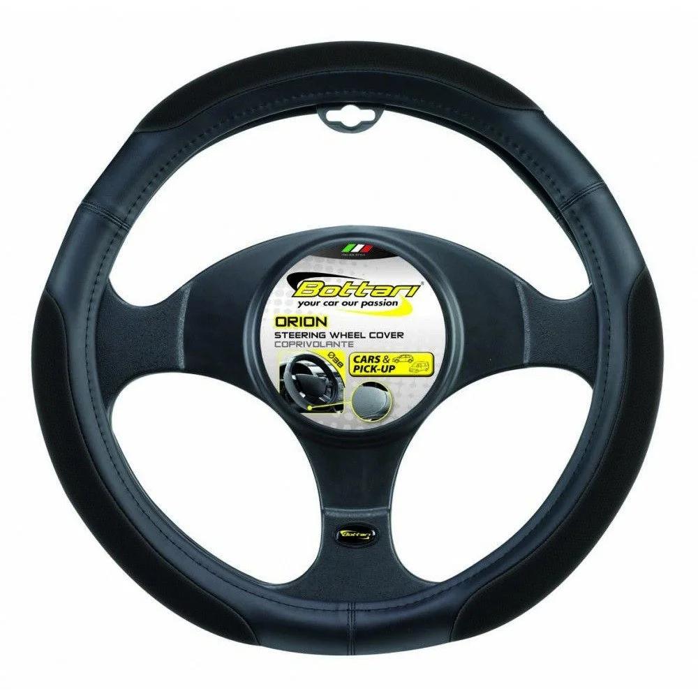 Husă volan auto BOTTARI Orion, diametru 38 cm, piele ecologică, culoare neagră, cod 16283BT