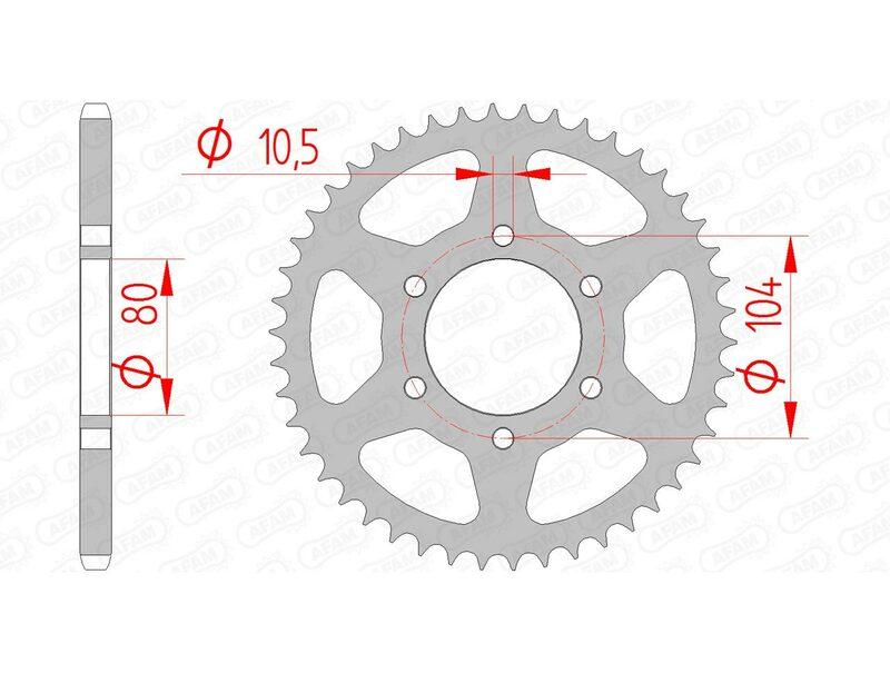 Pinion spate standard din oțel AFAM 16606 - 520 - 43 dinți (moto)