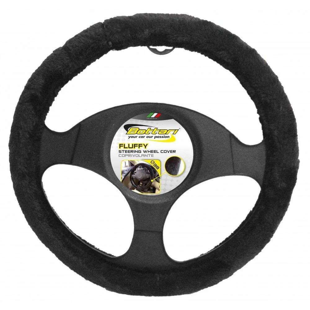 Husă volan auto BOTTARI Fluffy 16739BT, universală, pluș, culoare neagră