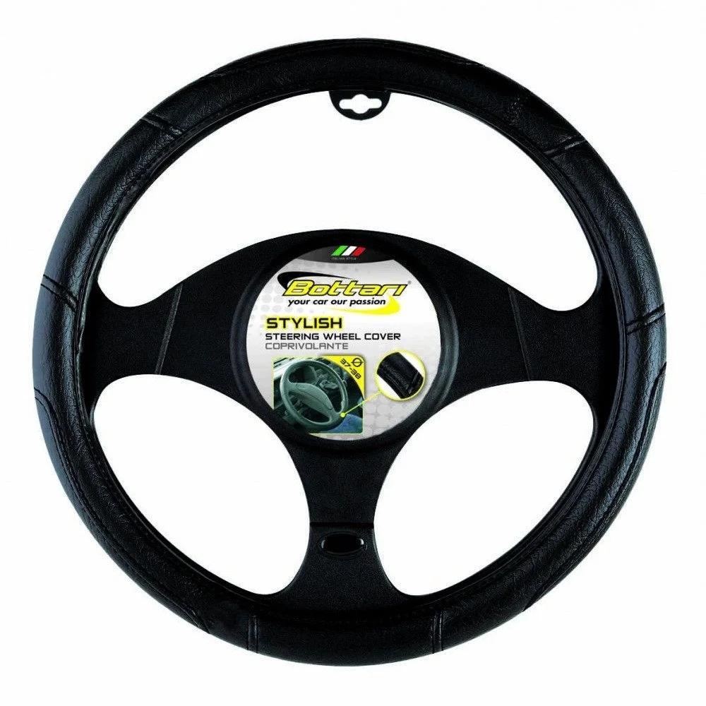 Husă volan auto BOTTARI Stylish, diametru 37-38 cm, piele ecologică, negru, cod 16754BT