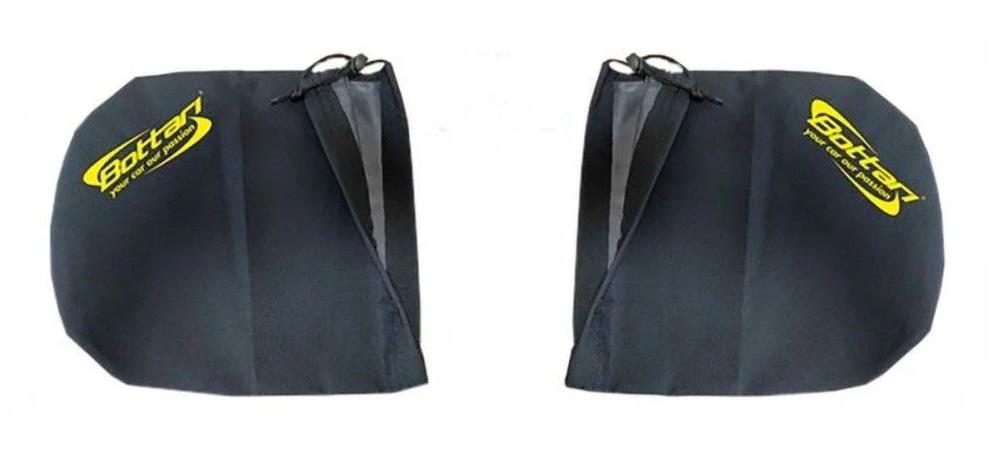 Set 2 huse de protecție pentru oglinzi retrovizoare BOTTARI, model 18842BT, culoare neagră, cu șnur de blocare