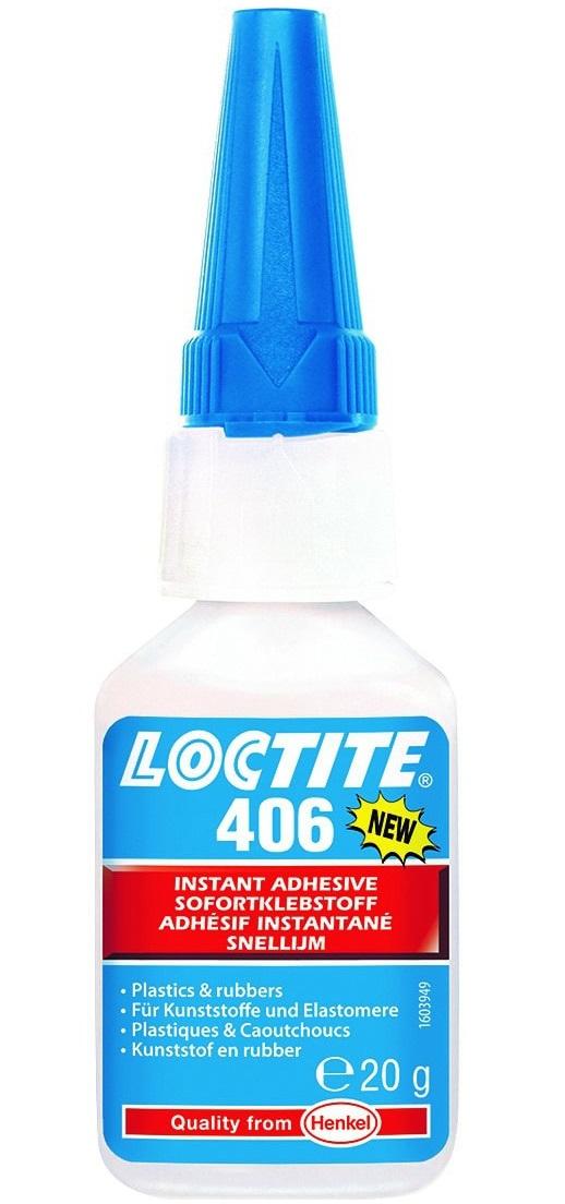 Adeziv instant LOCTITE 406 BO 1925272, flacon de 20 grame, pentru plastic și cauciuc