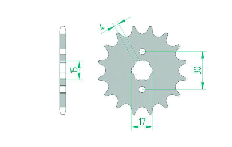 Pinion față standard din oțel AFAM 20101 - 420 - 14 dinți (moto)