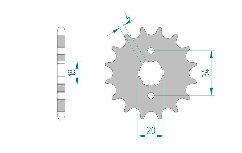 Pinion față din oțel standard AFAM 20200 - 428 - 15 dinți (pentru motociclete)