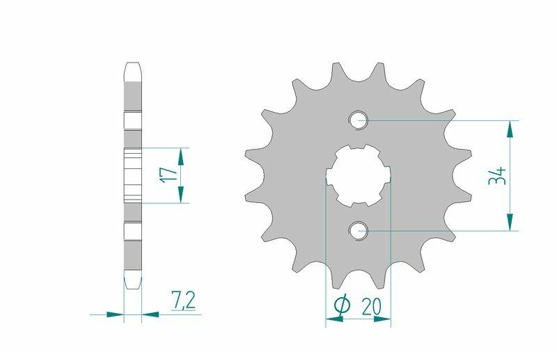 Pinion față din oțel AFAM pentru motociclete - Model 20209 - 428 - 20209-16
