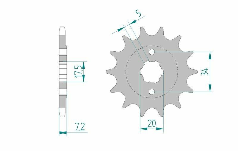 Pinion față standard din oțel AFAM 20305 - 520 - 14 dinți (moto)