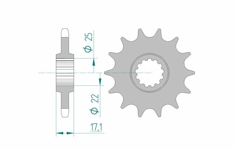 Pinion față din oțel AFAM 20405 - 525 - 15T (pentru motociclete)