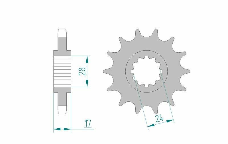 Pinion față standard din oțel AFAM 20504 - 530 - 15 dinți (moto)