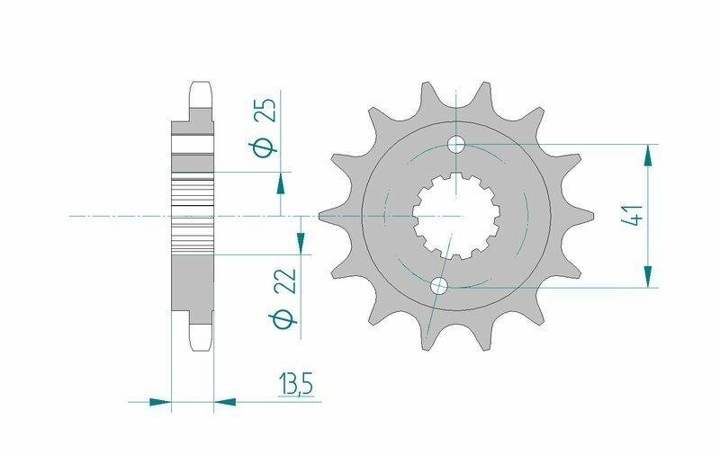 Pinion față standard din oțel AFAM 20507 - 525 - 15 dinți (moto)