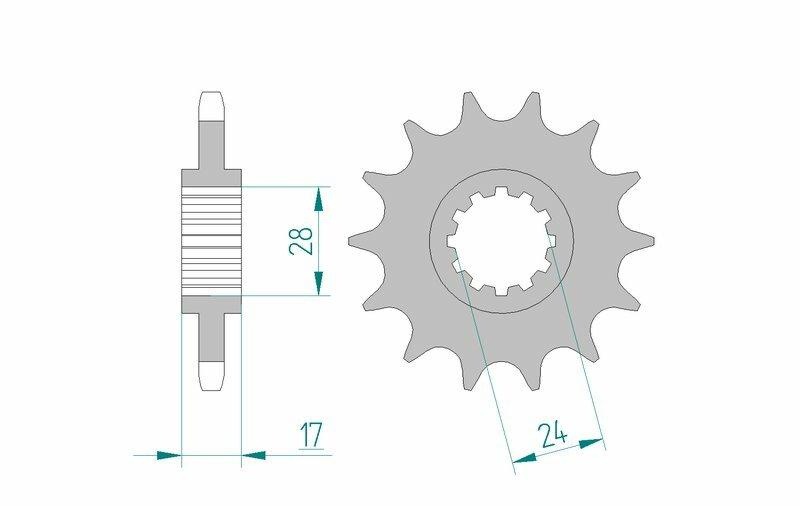Pinion față AFAM 20515 - 525 - 20515-15 din oțel pentru motocicletă