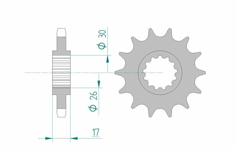 Pinion față standard din oțel AFAM 20603 - 530 - 16 dinți (moto)