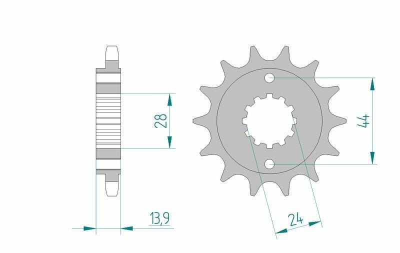 Pinion față standard din oțel AFAM 20606 - 525 - 16 dinți (moto)