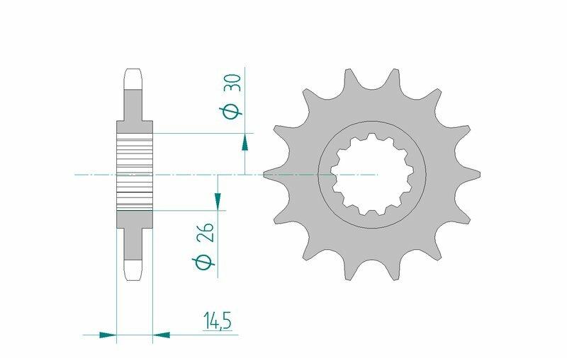 Pinion față standard din oțel AFAM 20611 - 525 - 15 dinți (moto)