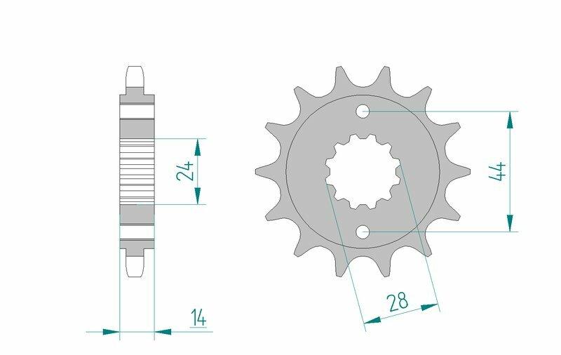 Pinion față standard din oțel AFAM 20614 - 525 - 17 dinți (pentru motociclete)