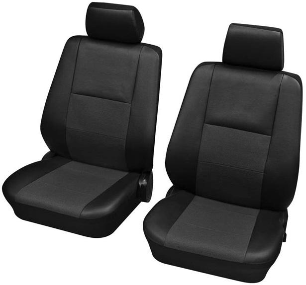 Set 2 huse universale pentru scaune auto PETEX Elba, montare față, antracit, piele ecologică (cod 20771601PX)