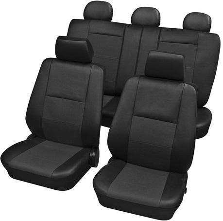 Set huse scaune auto universale PETEX Elba, montare față și spate, antracit, piele ecologică, model 20775901PX