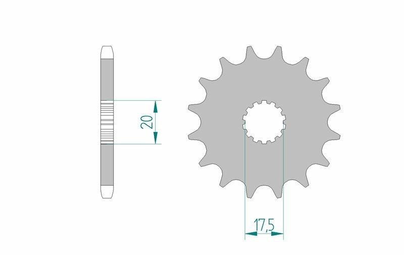 Pinion față standard din oțel AFAM 21202 - 428 - 16T (moto)