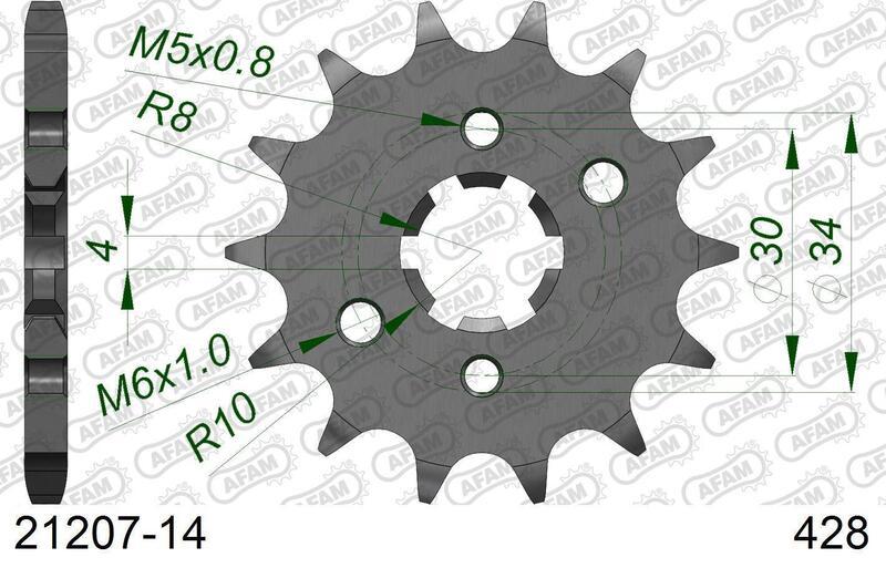 Pinion față din oțel AFAM 21207 - 428 - 14T (moto)