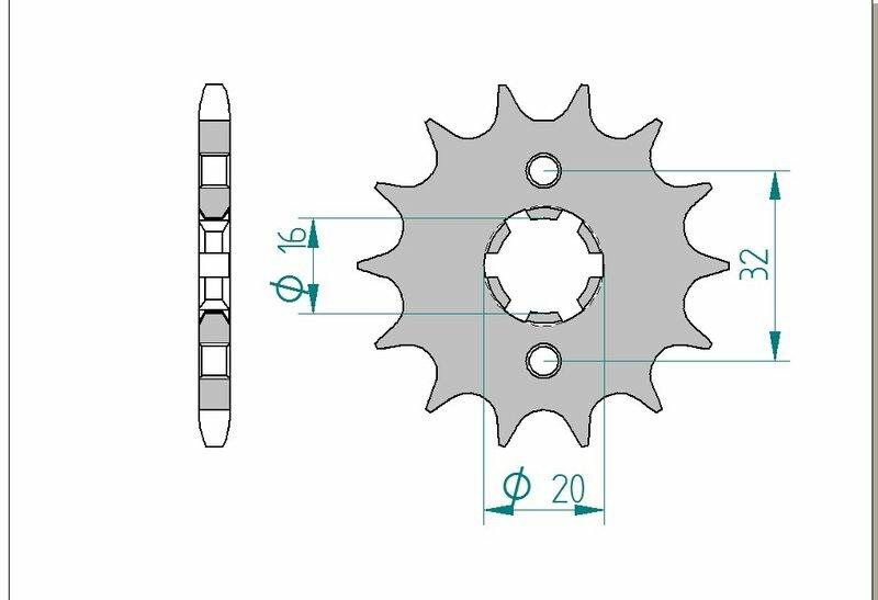 Pinion față standard din oțel AFAM 21208 - 428 - 14 dinți (moto)