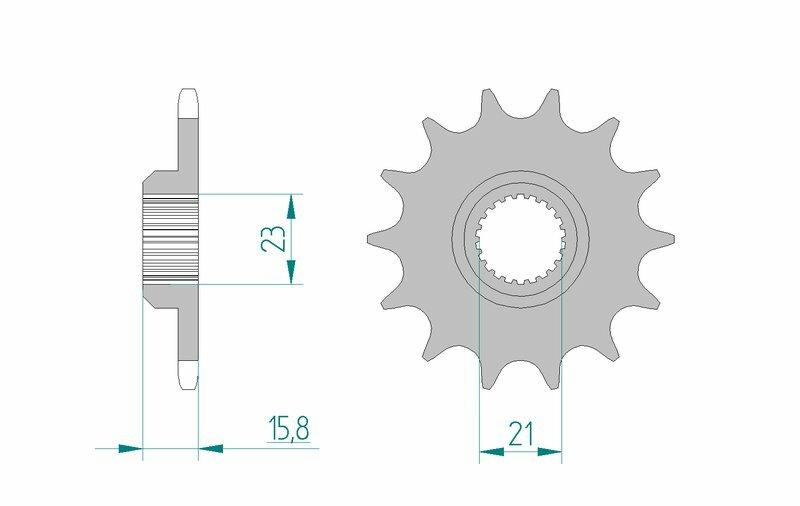 Pinion față standard din oțel AFAM 21504 - 520 - 15 dinți (moto)