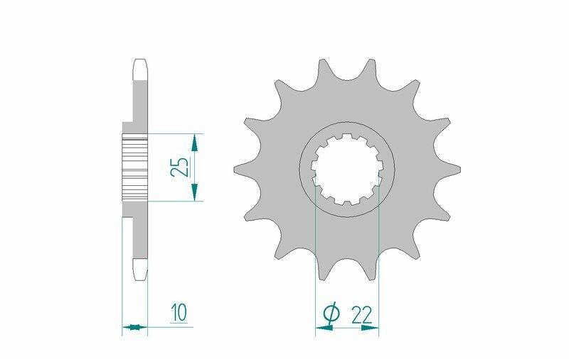 Pinion față standard din oțel AFAM 21510 - 520 - 15 dinți (pentru motocicletă)