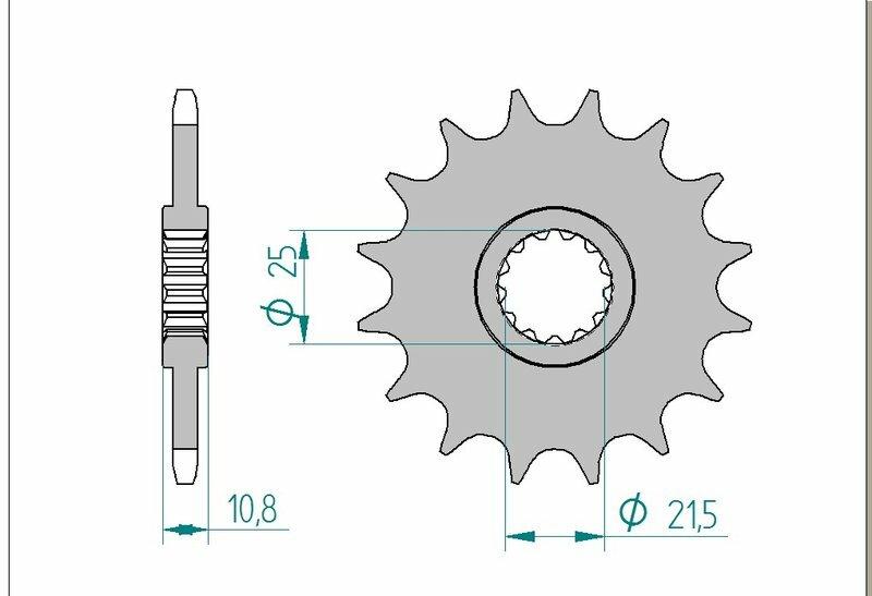 Pinion față standard din oțel AFAM 1512 - 520 - 21512-16 pentru motociclete