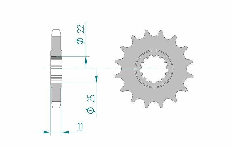 Pinion față standard din oțel AFAM 21602 - 530 - 16 dinți (pentru motociclete)
