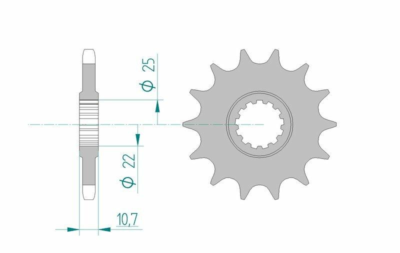 Pinion față standard din oțel AFAM 21606 - 525 - 16 dinți (moto)