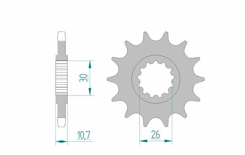 Pinion față din oțel AFAM 21607 - 525 - 15 dinți (pentru motocicletă)