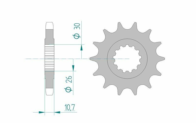 Pinion față din oțel AFAM 21801 - 530 - 16 dinți (moto)