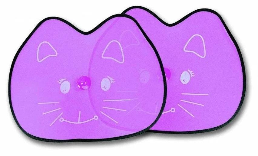 Set 2 parasolare auto laterale BOTTARI Color Cat, model 22055BT, cu prindere cu ventuză, culoare mov, pliabile
