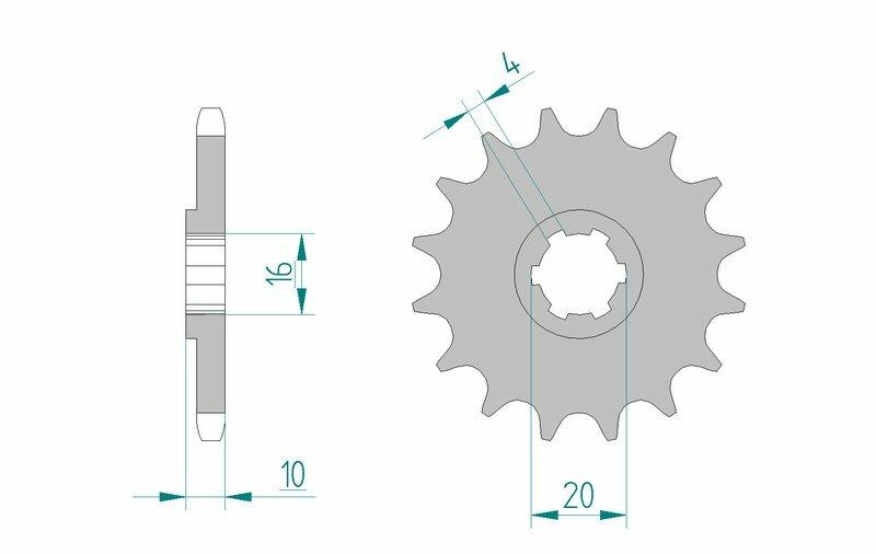Pinion față standard din oțel AFAM 22205 - 428 - 14 dinți (moto)