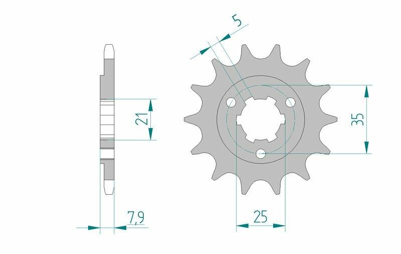 Pinion față standard din oțel AFAM 22503 - 520 - 16 dinți (moto)